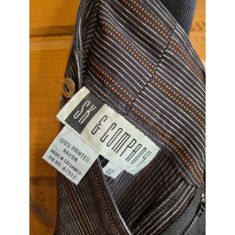 Vintage Skirt Midi High Waisted Pinstripe Fit Flare Pocket Flowy Pinup Retro 12 - Picture 2 of 5